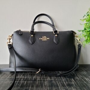Coach Black Leather Georgia Satchel Crossbody Bag #CR156
